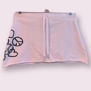 white graphic tie waist mini skirt